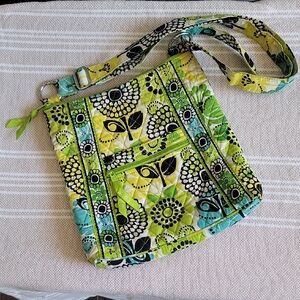 Vera Bradley Green and Black Floral Crossbody Bag